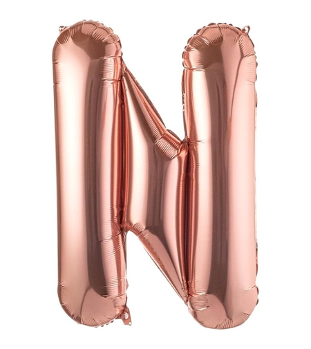Balon Folie Metalizata Litera N, Flippy, 80 cm, Umflati cu Heliu sau Aer, Ambalaj Individual, Pai inclus, Rose Gold