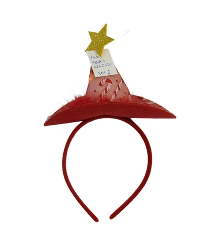 Bentita/cerc tip palarie de Craciun, culoare rosie cu led, marime standard, Flippy