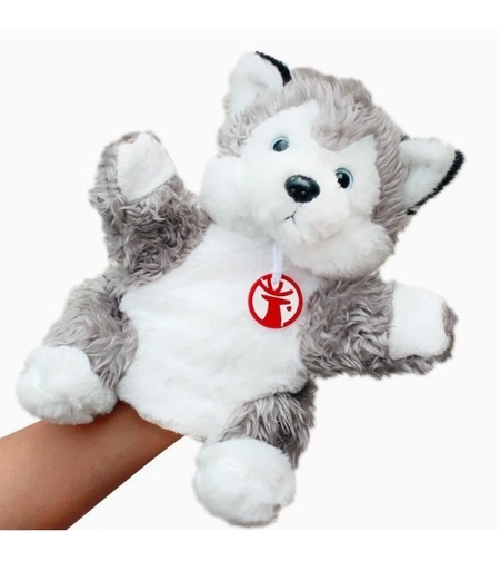 Papusa de Mana pentru Teatru de Papusi, Flippy, din Plus, 25 x 10 x 8 cm, Model Husky, Gri
