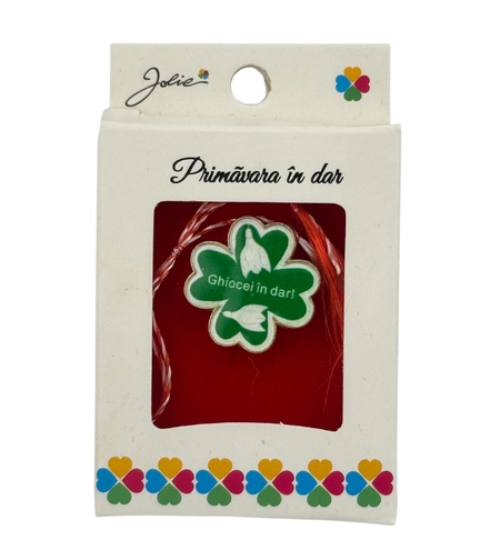 Martisor Brosa Mica in Cutie, Jolie, Design cu Mesaj, Dimensiune 2.5-3 cm, Material Metal, Model Trifoi