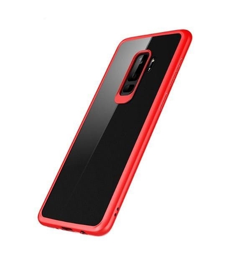 Husa Samsung Galaxy S9 Tpu Transparent cu margini colorate rosu