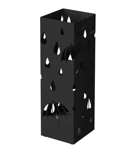 SONGMICS Suport metalic pentru umbrele, cu carlige si tava de picurare, 16x16x49cm, negru