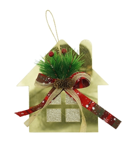 Ornament brad, Flippy, Casa, Auriu, Lucios, 16*17CM, Acril, Interior/ Exterior