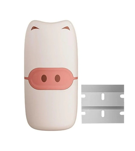 Mini Racleta de Curatare, Flippy, pentru Etichete, Adezivi, din ABS+ Metal, 2 Lame Incluse, Roz