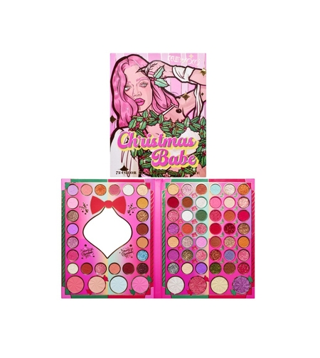Set de Machiaj Kevin&Coco, 72 de Culori, Paleta de Farduri, Iluminatoare, Blush, Model Christmas Babe, Oglinda Glob, 25.5x20x1.7 cm, Multicolor