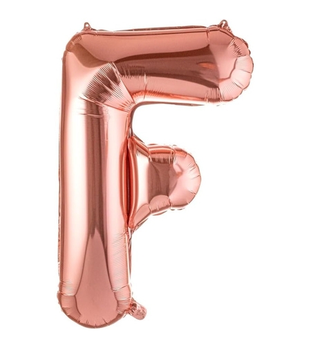 Balon Folie Metalizata Litera F, Flippy, 100 cm, Umflati cu Heliu sau Aer, Ambalaj Individual, Pai inclus, Rose Gold
