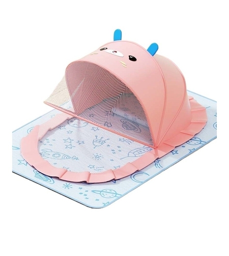 Husa Anti-Tantari, Vafy, Pliabila, Protectie 360 Grade, Parasolar, 0-1 An, 60 x 55 x 5 cm, Roz