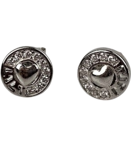 Cercei din Argint 925 Jolie Silver, Model Inima in Cerc, 8 x 8 mm, 1.6 g