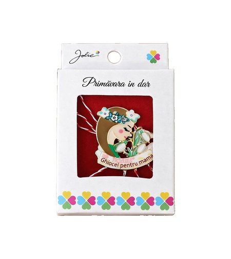 Martisor Brosa Mica in Cutie, Jolie, Dimensiune Brosa 2,5-3 cm, Material Metal, Model Ghiocei pentru mama, Multicolor