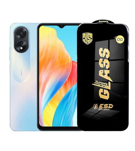 Folie de Protectie pentru Oppo A18, Vafy, Sticla Securizata ESD, Margini Negre, Rezistenta la Zgirieturi, Antistatica, 0.35 mm, Transparenta
