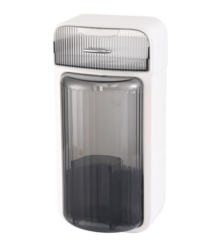 Organizator Baie, Flippy, 4 Compartimente si 1 Sertar, Rotire 360 Grade, din PP+PET, 27.5 x 16 x 11 cm, Alb/Negru