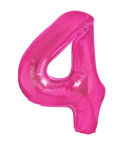 Balon din Folie Metalizata, Flippy, Figurina Cifra, Model 4, Tema Aniversare 100 cm, Ambalaj Individual, Pai Inclus, Umflare cu Aer sau Heliu, Roz