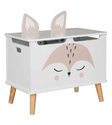 Lada depozitare Atmosphera for kids Renard, 53x33x55 cm, MDF cu picioare lemn, alb