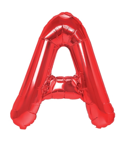 Balon Folie Metalizata Litera A, Flippy, 40 cm, Umflati cu Heliu sau Aer, Ambalaj Individual, Pai inclus, Rosu