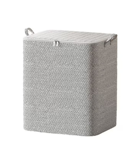 Cutie de Depozitare cu Fermoar, Flippy, Pliabila, Maner Ranforsat, Fermoar Rezistent, pentru Haine, Paturi, Plapumi, Perne, Lenjerii de Pat, Jucarii, 61x50x71 cm, 210 Litri, Gri