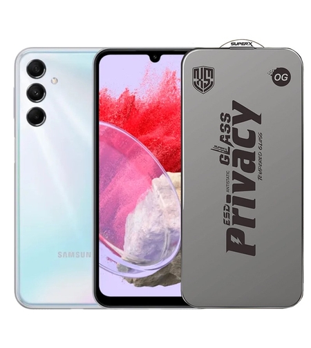 Folie de Protectie pentru Samsung Galaxy M34, Vafy, Sticla Securizata ESD Antistatica, Super-X Privacy OG, Margini Negre, 0.30 mm, Transparent Inchis