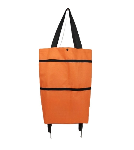 Geanta Pliabila, Flippy, 2 in 1, Carucior cu Roti, pentru Cumparaturi, 19 l, Portocaliu, Plastic, 39 x 46 x 12 cm
