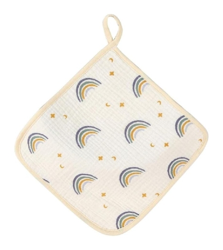 Prosop Absorbant, Flippy, din Bumbac, 25 x 25 cm, Model Curcubeu, cu Agatatoare, Bej