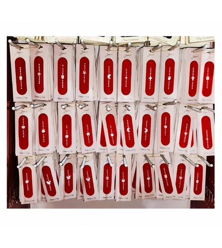 Martisor Bratara cu Sidef, Snur Rosu Reglabil, Margele Albe si Rosii, Pandantiv din Scoica, Modele de Sezon