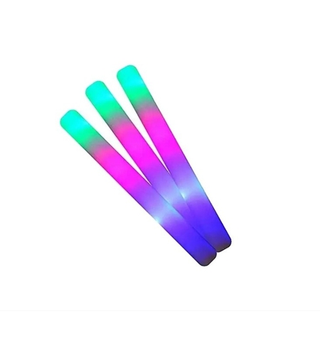 Bagheta cu Led, Flippy, din Burete, cu Baterii, Lumina Multicolora, 48 x 4 cm, Alb