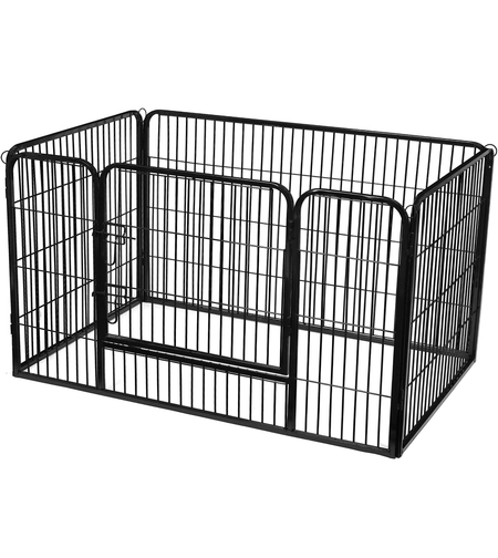 FEANDREA Tarc pentru caini din panouri de fier, cu usa de acces, XXL, 122x80x70cm, negru