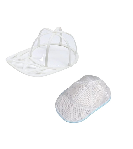Husa de Spalare Sapca, Flippy, pentru Masina de Spalat, din Poliester, Circumferinta 53 cm, cu Fermoar, cu Suport Sapca, Alb/Albastru