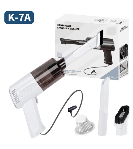 Aspirator Portabil Auto, Flippy, Tip Pistol K7A, Pentru Casa si Masina, Cablu Auto, 36 x 17 cm, Alb