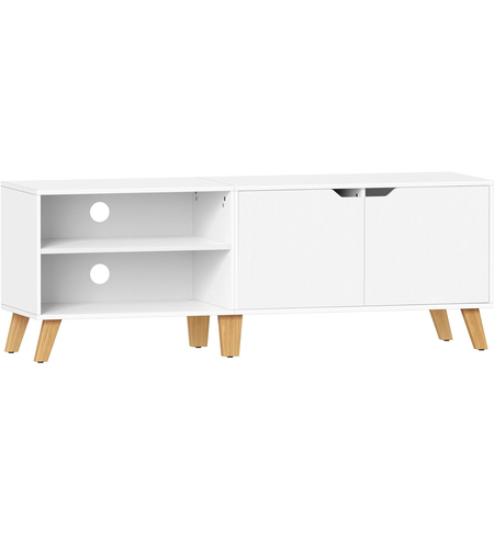 VASAGLE Comoda pentru TV de pana la 65 inch, cu 2 usi si raft reglabil, 40x140x50 cm, alb
