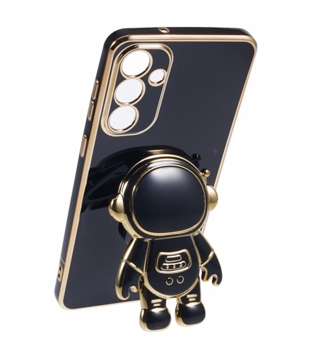 Husa Telefon 2in1, Vafy, Compatibila Samsung Galaxy S23 Ultra, Carcasa TPU cu Suport Inclus Tip Astronaut, Protectie Camere, Negru