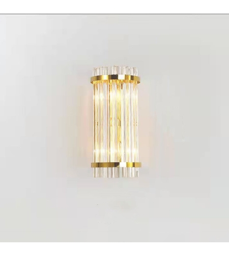 Lampa de Perete in Interior, Flippy, Lampa de Lux pentru Decor de Interior, Corp de Iluminat Tip aplica, din Inox Auriu si Cristal, Lumina Calda Rece Neutra, 35 x 16 cm, Ideal pentru Camere Mici si Medii, Transparent Auriu