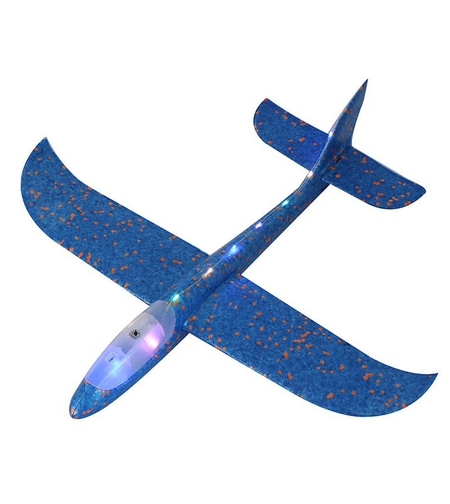 Avion Planor Flippy, cu Lumini pe Toata Lungimea, din Poliester, 48 cm, Albastru