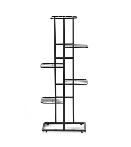 Suport pentru flori, metalic, cu 6 polite, structura verticala, 41x22x106 cm, negru