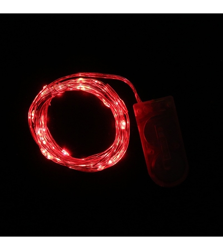 Instalatie Craciun, 1 metru, 10 LED-uri, Rosu, cu baterii, fir cupru, liniar, interior/exterior, Vafy