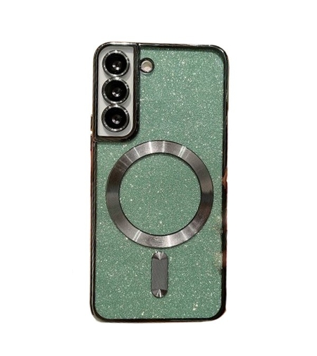 Husa de Protectie 2 in 1, Vafy, Husa pentru Samsung Galaxy S24, Glitter Chrome Magsafe, din TPU, Magnetica, cu Protectie Lentila, Verde