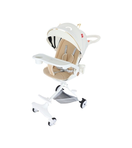 Carucior Sport Flippy 3in1, 6-36 Luni, Reversibil, Pliabil, Tavita pentru Masa, Pozitie de Somn, Centura de Siguranta, Roti 360, Suport Pahar, Copertina pentru Soare, 33x66x85cm, Alb Model Pisica