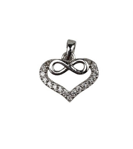 Pandantiv Argint 925, Infinit in Inima cu Zirconii, 0.95 g