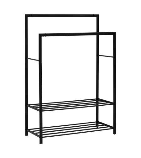 Suport haine 5Five Strongy cu bara dubla si roti, otel, 117x50x170 cm, negru