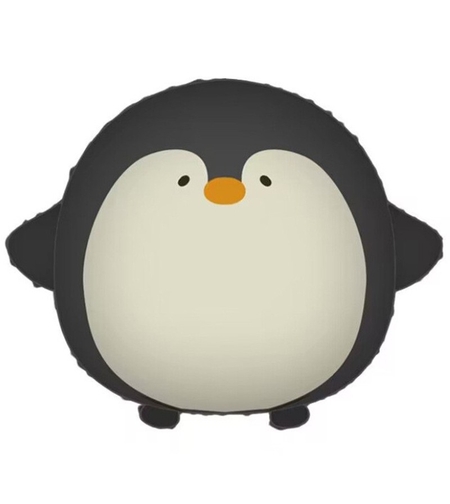 Balon din Folie Metalizata, Flippy, Figurina Animata, Model Pinguin, 54 x 48 cm, Ambalaj Individual, Pai Inclus, Umflare cu Aer sau Heliu, Negru