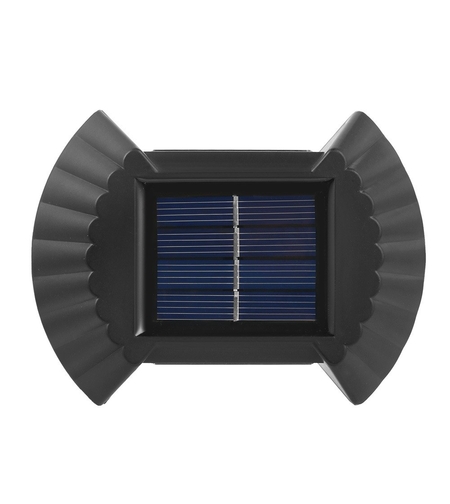 Set 4 Aplice solare LED Bidirectionale pentru perete Flippy, in forma de funda, 8 LED-uri, material ABS si PC, lumina puternica, IP65, 10 x 7.5 cm, baterie 1.2 V, 300 mAh, autonomie 8-10 ore, alb cald