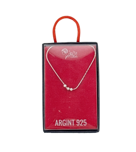 Bratara din Argint 925, pentru Dama, Jolie Silver, Model 3 Bile, 1.1 g, Lungime Reglabila, Argintiu