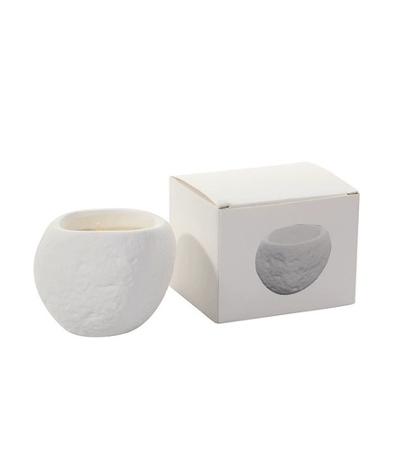 Lumanare Parfumata, Flippy, Model Abstract, Aroma de Ploaie Osmanthus, din Ceara de Soia, 8 x 5.5 x 6 cm, Alb