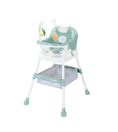 Scaun de Masa pentru Copii, Flippy, Multifunctional, Pliabil, cu Roti, Cos de Depozitare, din Plastic, Centura de Siguranta, Suport de Agatat Jucarii, 110 x 60 x 70 cm, Verde