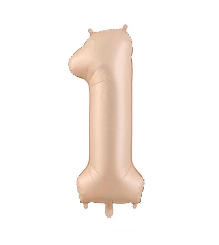 Balon din Folie Metalizata, Flippy, Figurina Cifra, Model 1, Tema Aniversare 100 cm, Ambalaj Individual, Pai Inclus, Umflare cu Aer sau Heliu, Crem