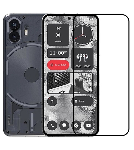Folie Sticla Securizata, Vafy, Compatibila cu Nothing Phone 2, Full Glue, Margini Negre, Transparent