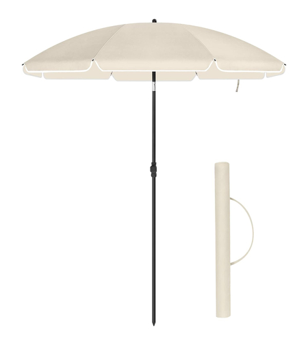 SONGMICS Umbrela terasa gradina sau plaja, cu inclinare, husa, diametru 200cm, bej