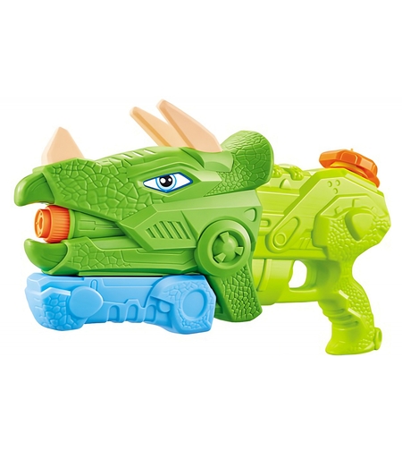 Pistol cu Apa pentru Copii, Rezervor, Pentru Piscina/Plaja, Flippy, 6ani+, Triceratops, 3 duze, Verde, 1330ML
