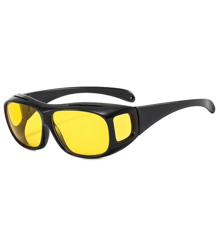 Ochelari pentru Viziune pe Timp de Noapte, Flippy, Polarizati, pentru Condus, Ciclism, cu Posibilitatea Purtarii peste Ochelarii de Vedere, cu Lentila Galbena, pentru Protectie, Rama Neagra, Pc, 15x5 cm