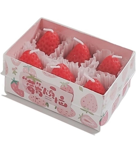 Set 6 Lumanari Parfumate, Flippy, Model Capsunici, Ardere 30 min, 78g, 6.3 x 9.3 x 3.8 cm, Rosu