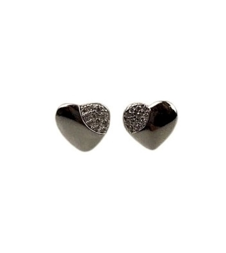 Cercei Argint 925 Inima cu Minizirconii Lateral, 1.43 g