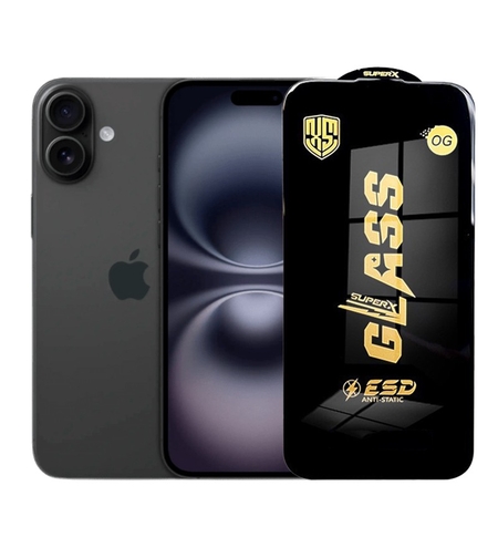 Folie de Protectie pentru iPhone 16 Plus, Vafy, Sticla Securizata ESD, Margini Negre, Rezistenta la Zgirieturi, Antistatica, 0.35 mm, Transparenta